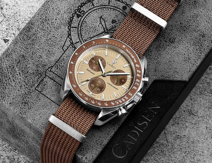Men's Quartz Chronograph Canvas Watch with Sapphire Crystal-The Yellow Prime
