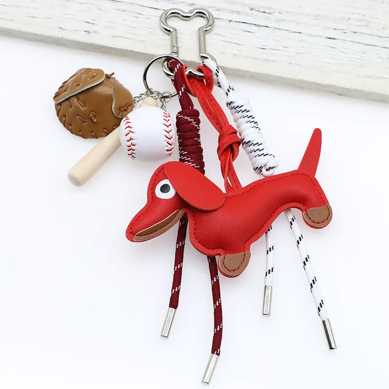 Women's Dachshund Leather Bag Charm Keychain Gift-The Yellow Prime