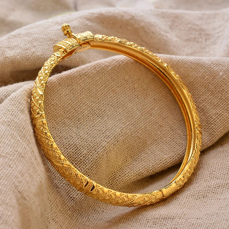 Women's Gold Plated Bangles Arabic Wedding Bracelet-The Yellow Prime
