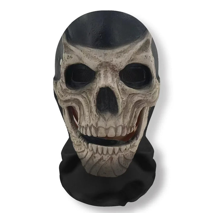 Halloweens 3D-spøkelsesmaske med ansikt, elastisk nettinghodeplagg som dekker hele skallen