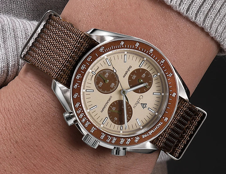 Men's Quartz Chronograph Canvas Watch with Sapphire Crystal-The Yellow Prime