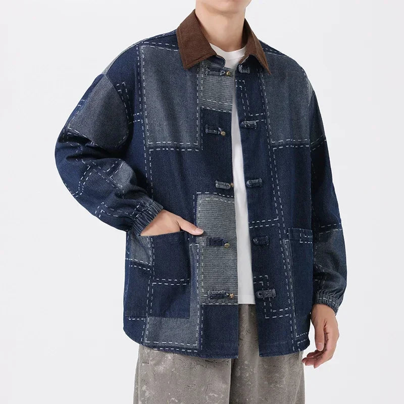Men's Patchwork Denim Jacket - Thornhill Style-The Yellow Prime