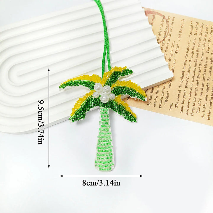 Women's Handmade Sequin Patch Coconut Tree Keyring Bag Pendant-The Yellow Prime