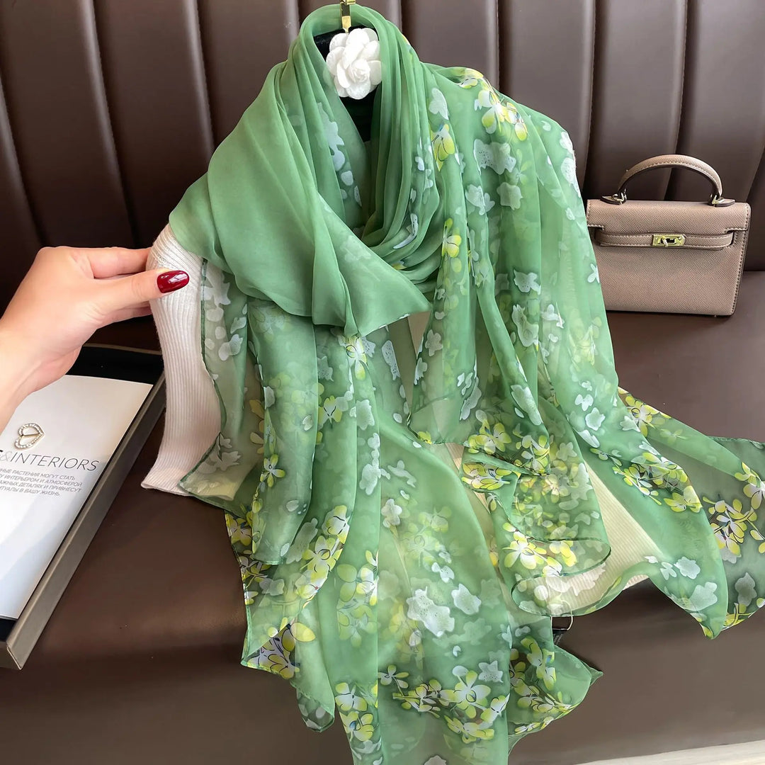 Women's Lightweight Flowy Silk Scarf - Long Sheer Wrap-The Yellow Prime