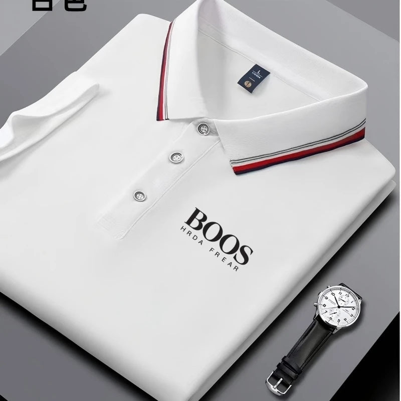 Men's Embroidered Business Casual Short Sleeve Polo Shirt, Breathable Top-The Yellow Prime