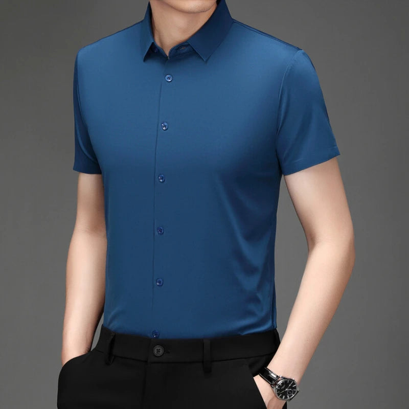 Men's Breathable Ultra Stretch Short Sleeve Business Casual Shirt-The Yellow Prime