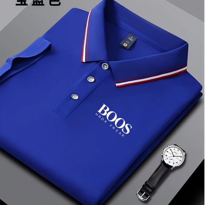 Men's Embroidered Business Casual Short Sleeve Polo Shirt, Breathable Top-The Yellow Prime