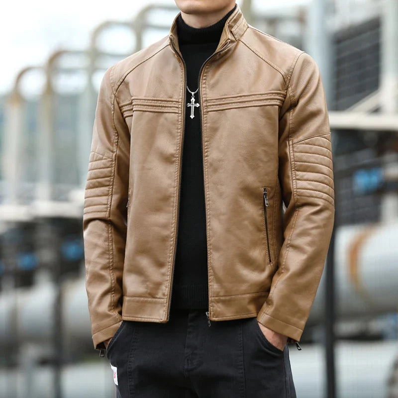 Men's Classic Leather Jacket-The Yellow Prime