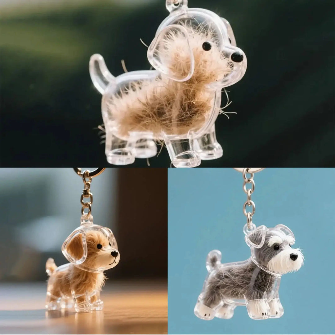 Women's Dog Hair Keepsake Keychain Clear Resin Pendant Charm-The Yellow Prime