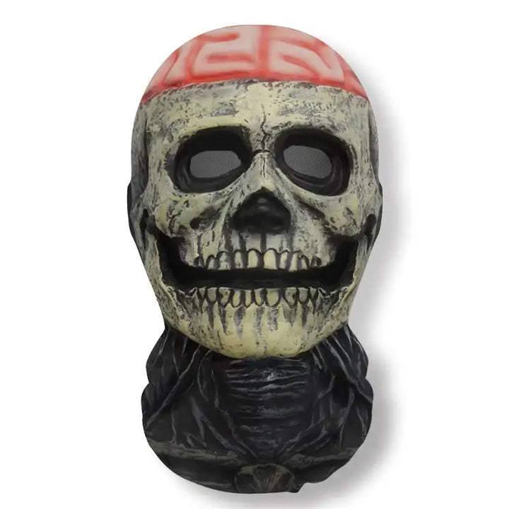 Halloweens 3D-spøkelsesmaske med ansikt, elastisk nettinghodeplagg som dekker hele skallen
