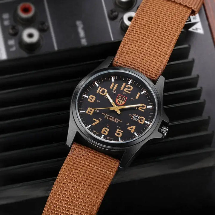 Men's Durable Nylon Strap Quartz Military Style Watch-The Yellow Prime
