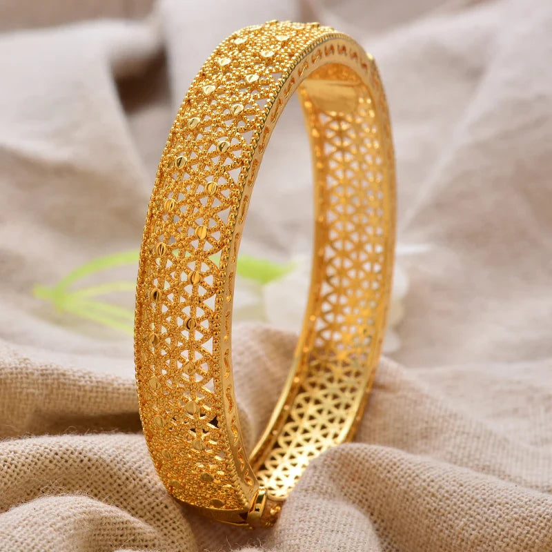 Women's Gold Plated Bangles Arabic Wedding Bracelet-The Yellow Prime