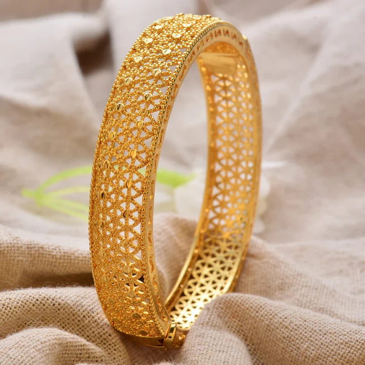 Women's Gold Plated Bangles Arabic Wedding Bracelet-The Yellow Prime