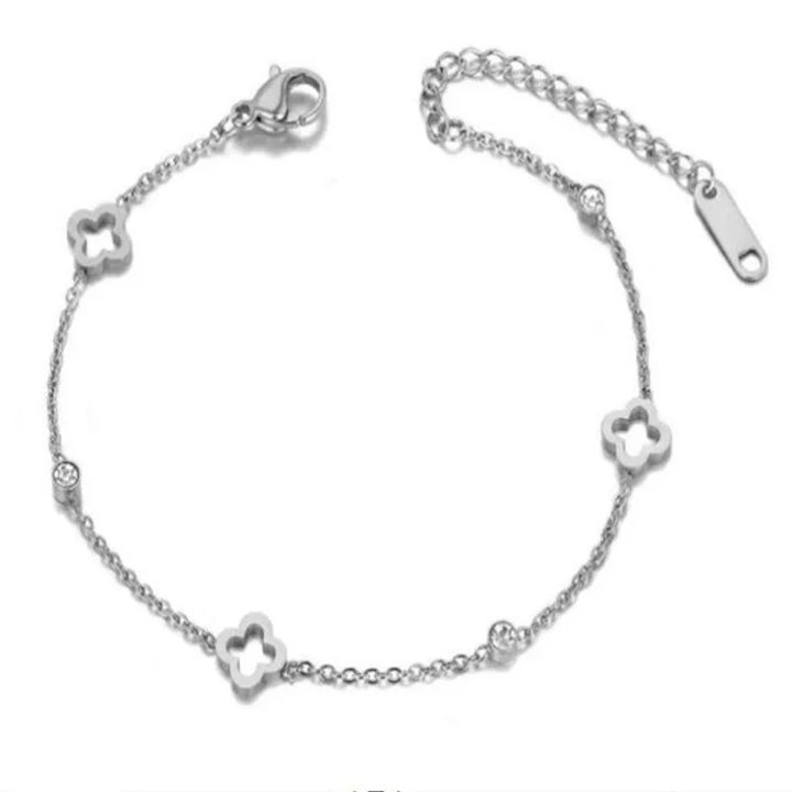 Women's Clover Flower Stainless Steel Bracelet Set - Gold Gift-The Yellow Prime