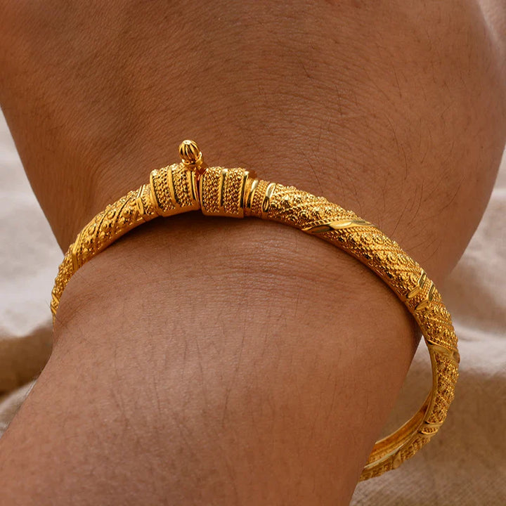 Women's Gold Plated Bangles Arabic Wedding Bracelet-The Yellow Prime