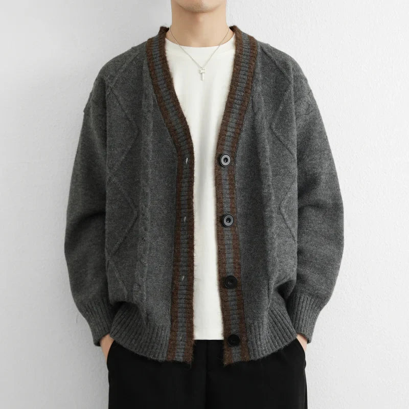 Men's Cable Knit Cardigan - Alderidge Style-The Yellow Prime