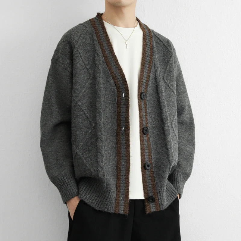 Men's Cable Knit Cardigan - Alderidge Style-The Yellow Prime