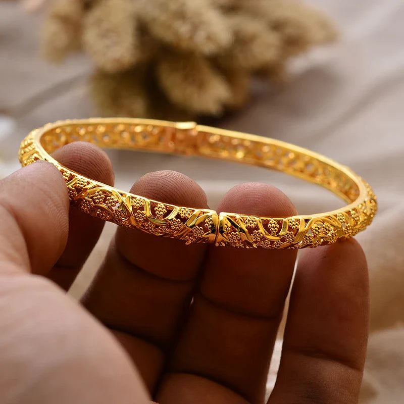 Women's Gold Plated Bangles Arabic Wedding Bracelet-The Yellow Prime