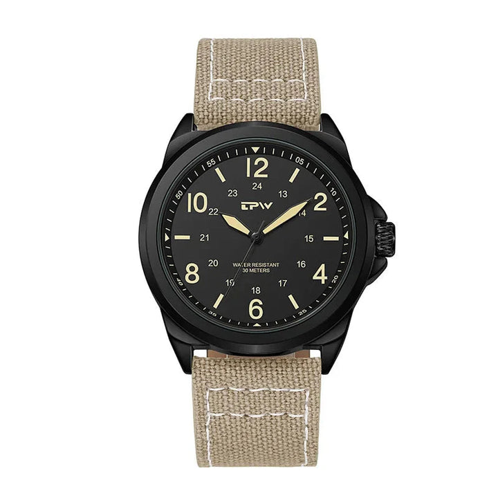 Men's Rugged Military Analog Watch with 42mm Fabric Strap, 30M Water-Resistant-The Yellow Prime