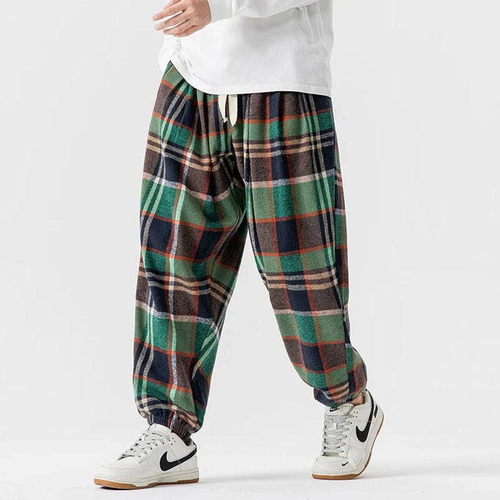 Men's Retro Plaid Joggers-The Yellow Prime