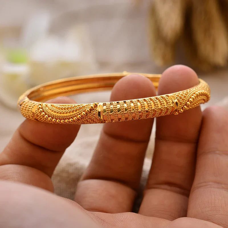 Women's Gold Plated Bangles Arabic Wedding Bracelet-The Yellow Prime