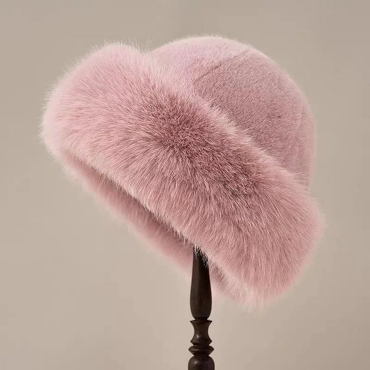 Women's Insulating Faux Fur Winter Hat - Plush Rolled Brim-The Yellow Prime