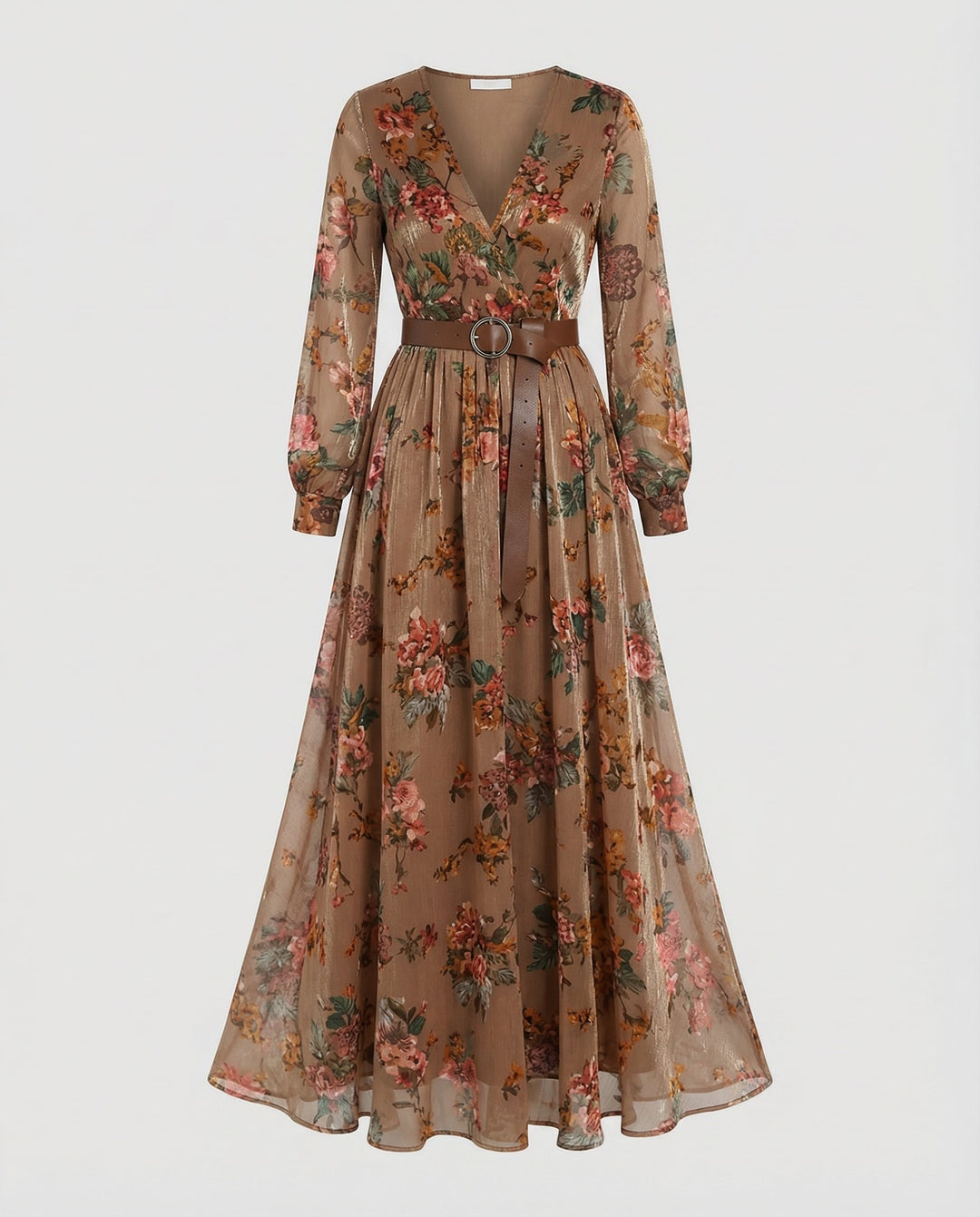 Women's Boho V-Neck Maxi Dress-The Yellow Prime