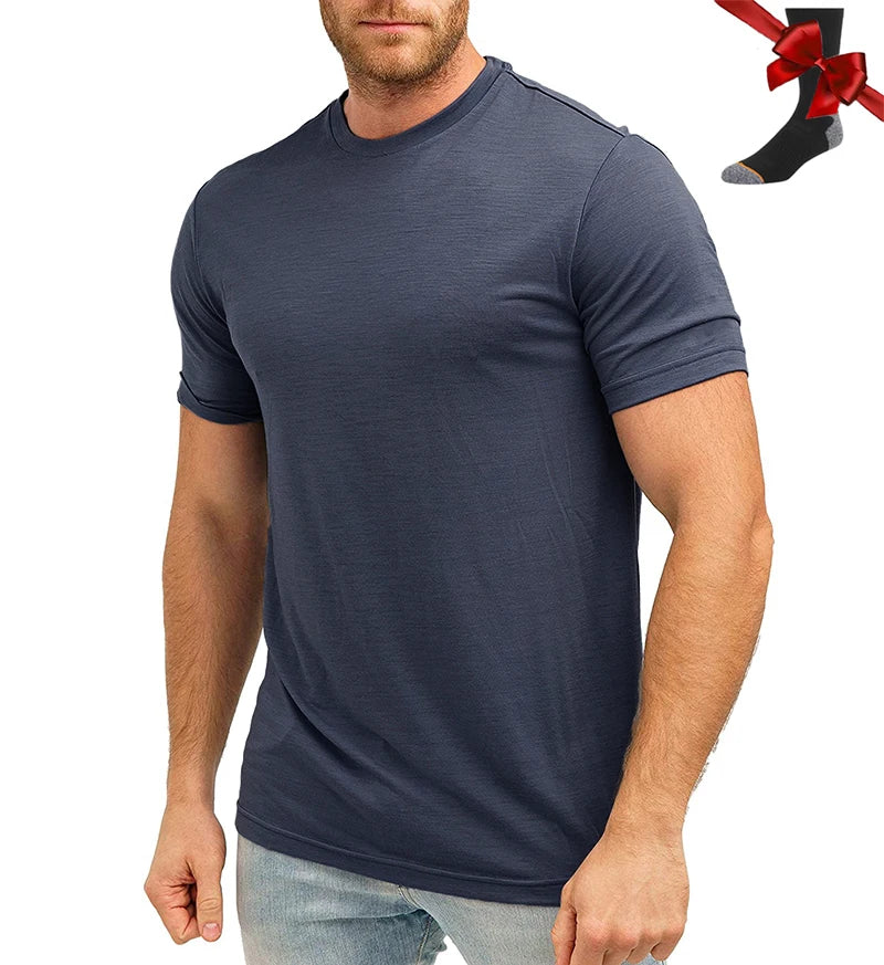 Men's Superfine Merino Wool Base Layer T-Shirt and Socks Set-The Yellow Prime