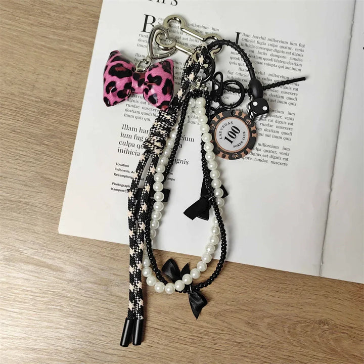 Women's Leather Dachshund Keychain Braid Rope Bag Charm-The Yellow Prime