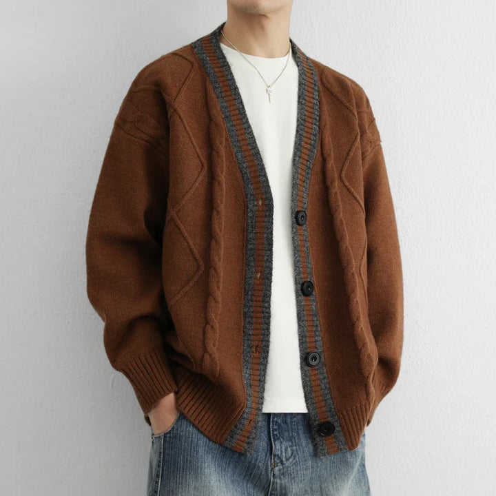 Men's Cable Knit Cardigan - Alderidge Style-The Yellow Prime