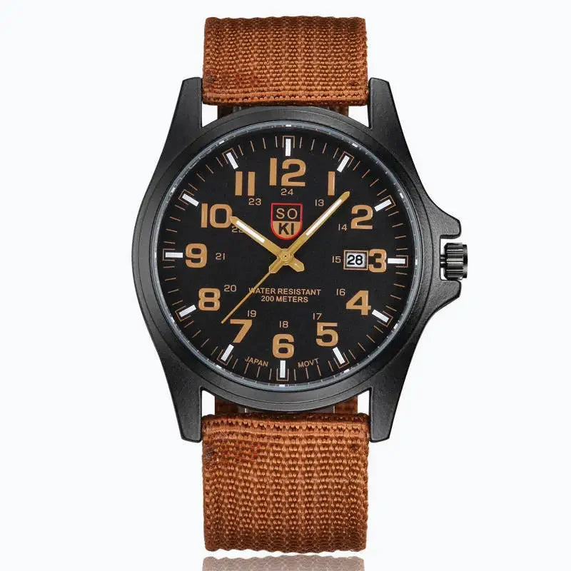 Men's Durable Nylon Strap Quartz Military Style Watch-The Yellow Prime