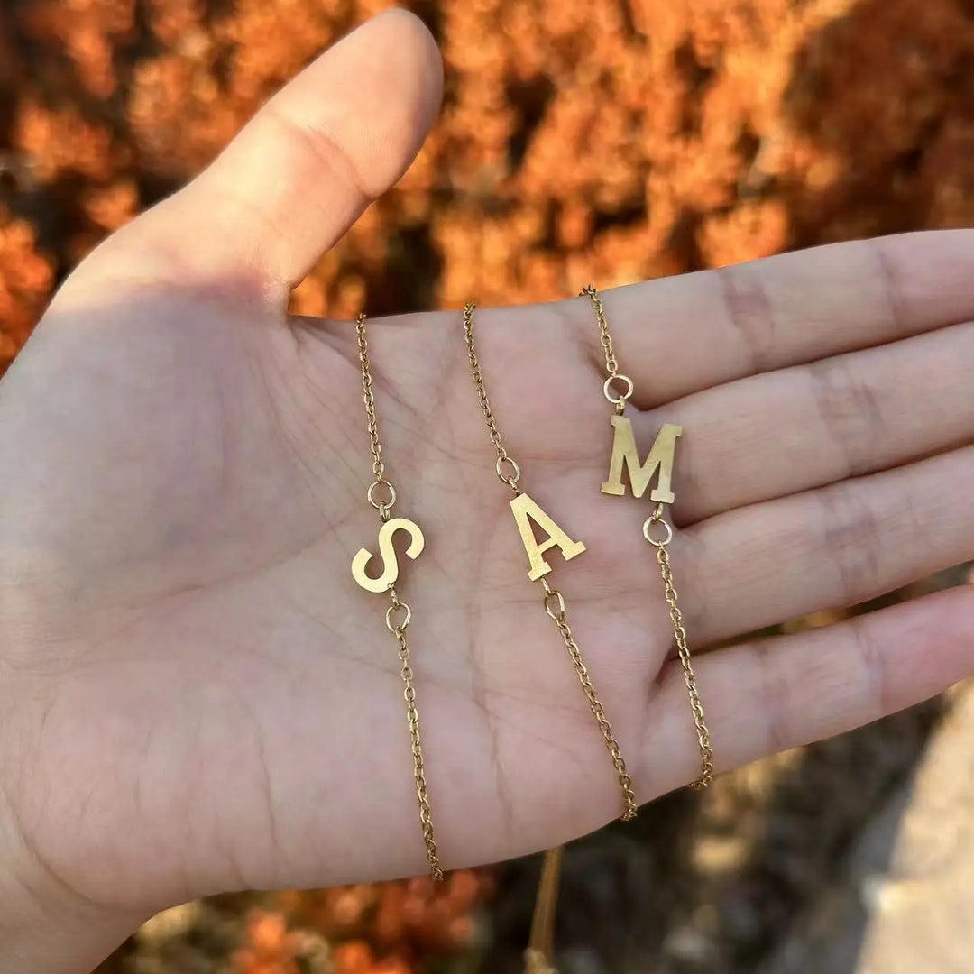 [Women's Minimalist Elegant Initial Letter Bead Bracelet]-The Yellow Prime
