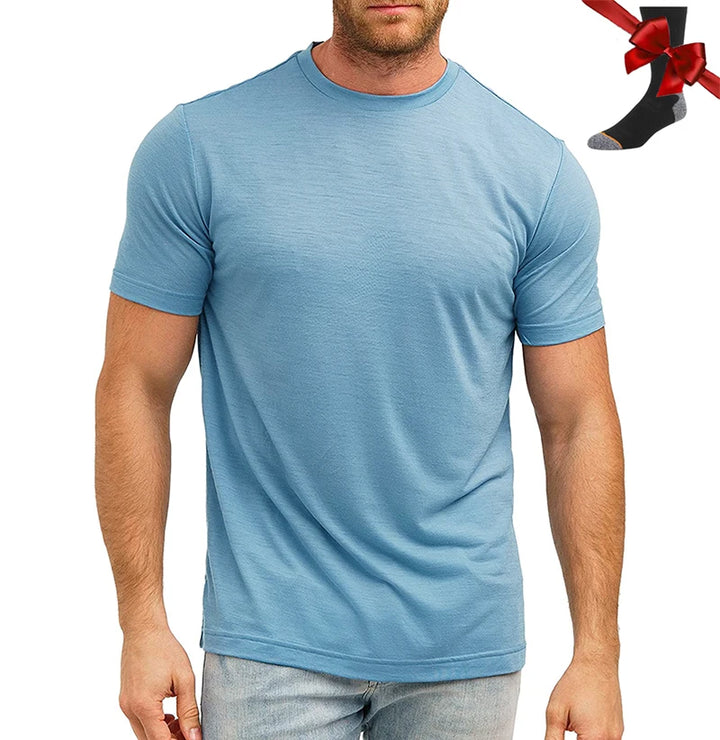 Men's Superfine Merino Wool Base Layer T-Shirt and Socks Set-The Yellow Prime