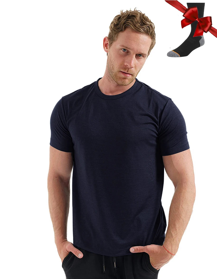 Men's Superfine Merino Wool Base Layer T-Shirt and Socks Set-The Yellow Prime
