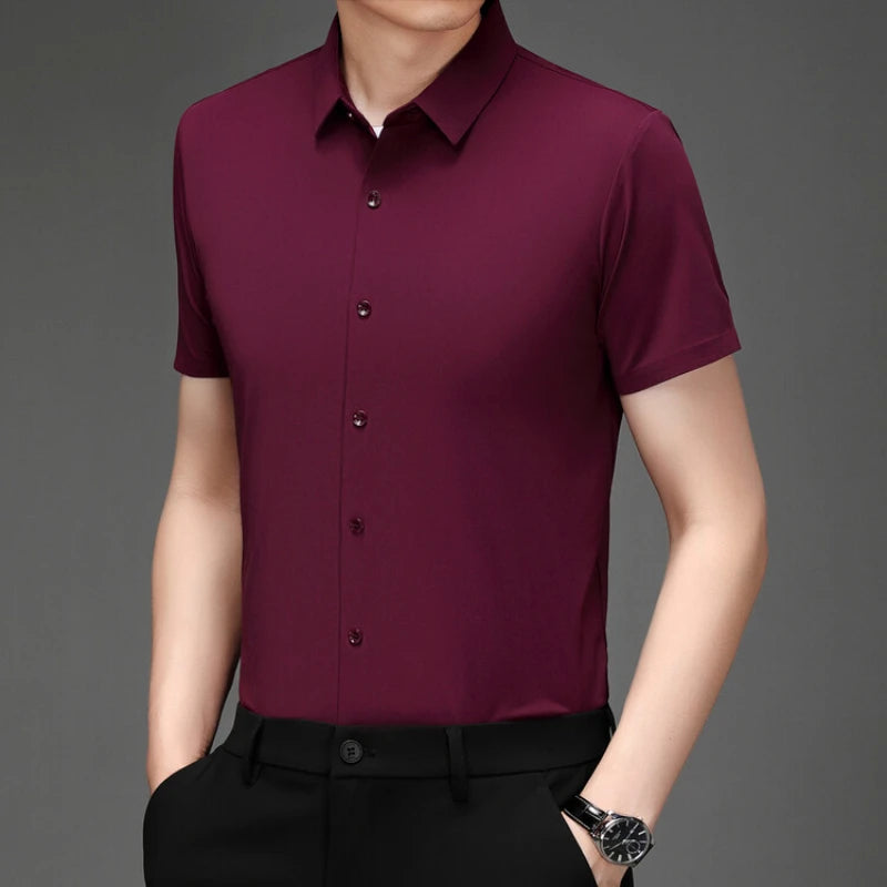 Men's Breathable Ultra Stretch Short Sleeve Business Casual Shirt-The Yellow Prime