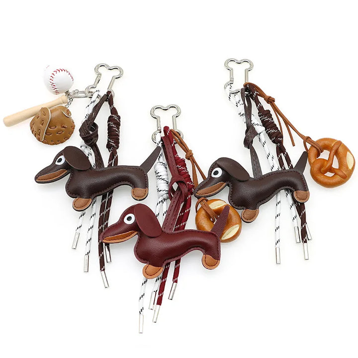 Women's Dachshund Leather Bag Charm Keychain Gift-The Yellow Prime