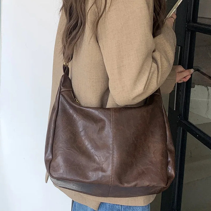 Women's Soft Versatile Hobo Bag - Slouchy Faux Leather Design-The Yellow Prime