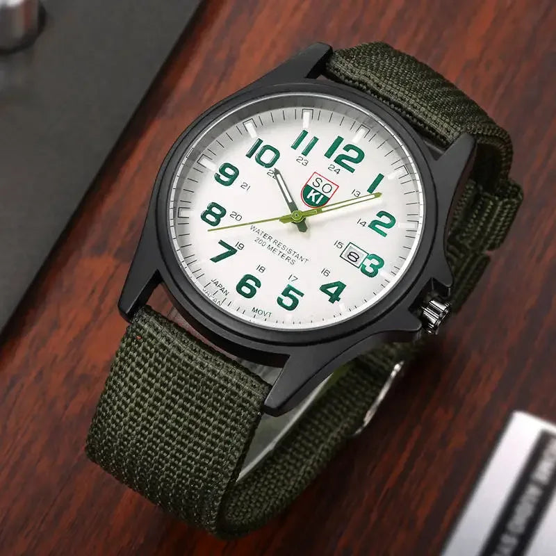 Men's Durable Nylon Strap Quartz Military Style Watch-The Yellow Prime