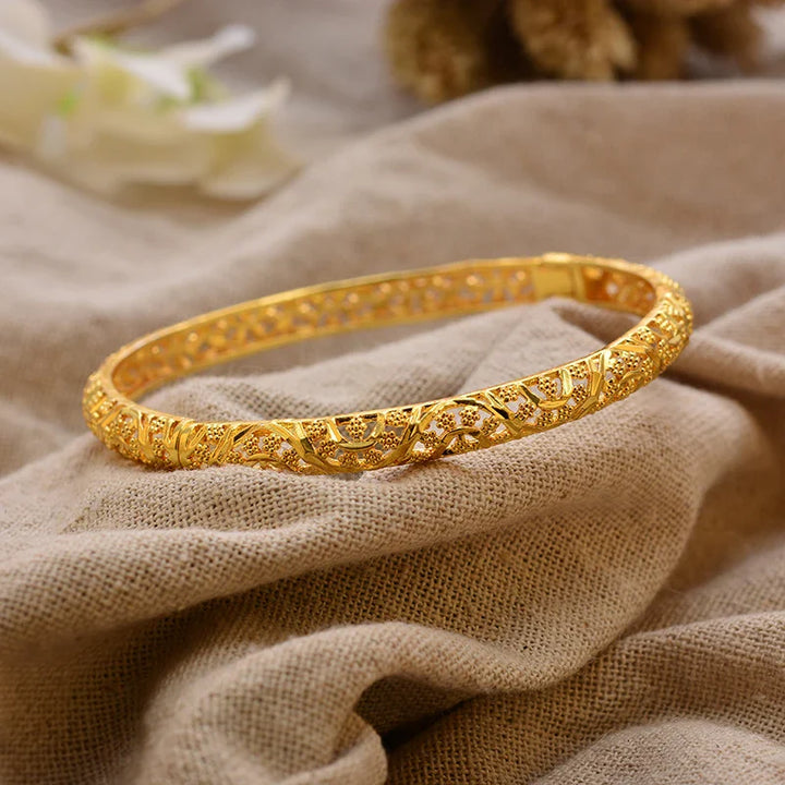 Women's Gold Plated Bangles Arabic Wedding Bracelet-The Yellow Prime