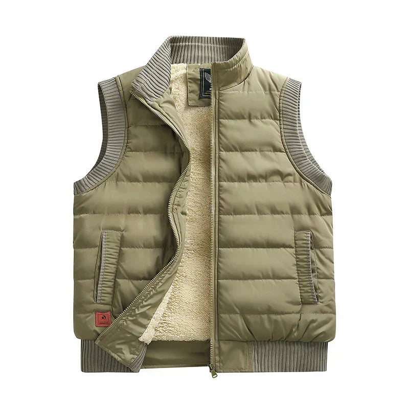 Men's Warm Quilted Slim Puffer Vest - Lamb Velvet Winter Wear