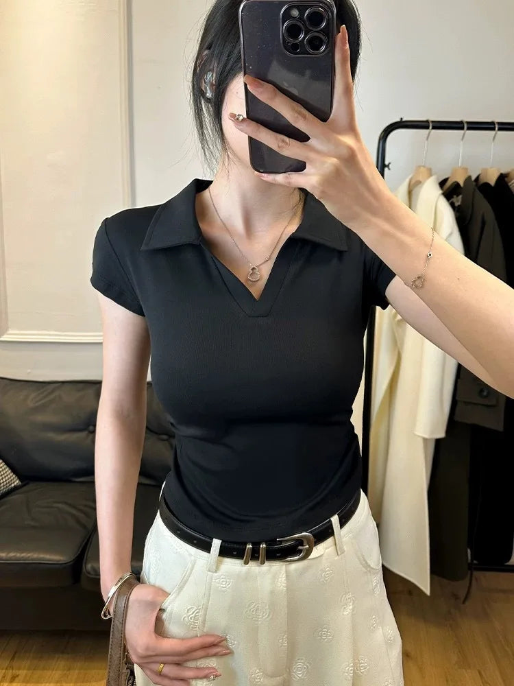 Women's Cotton Summer Sexy Slim Fit Basic Crop Top Short Sleeve Tee-The Yellow Prime