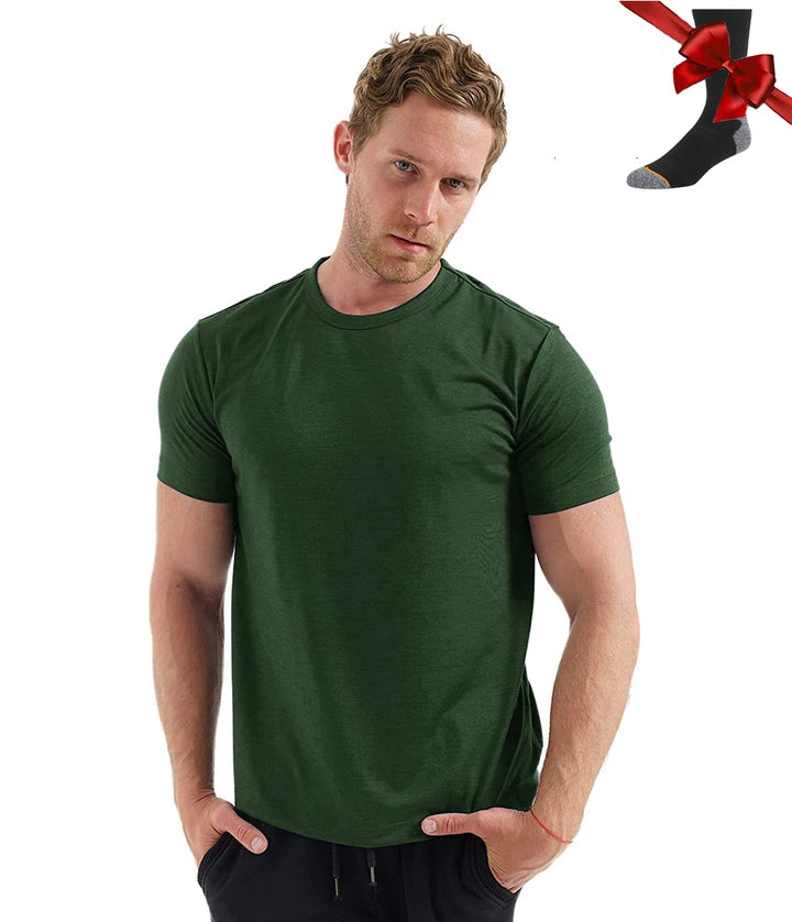 Men's Superfine Merino Wool Base Layer T-Shirt and Socks Set-The Yellow Prime
