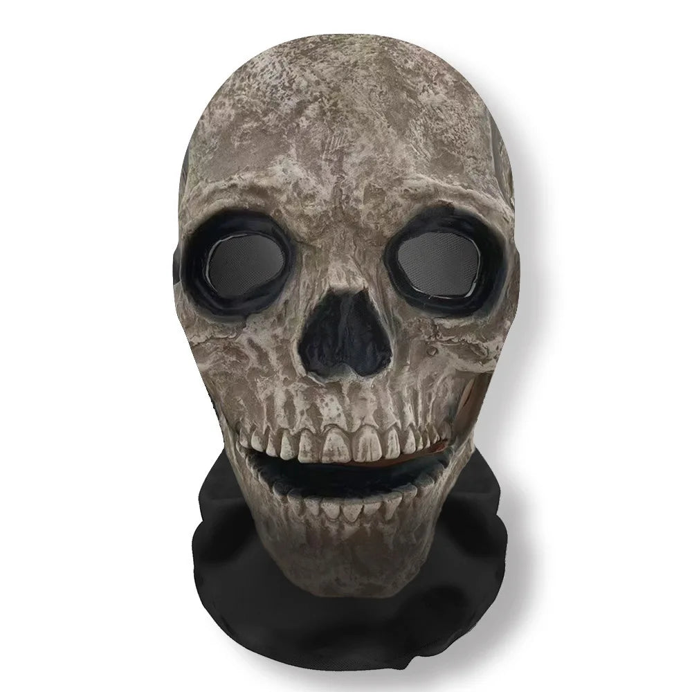 Halloweens 3D-spøkelsesmaske med ansikt, elastisk nettinghodeplagg som dekker hele skallen