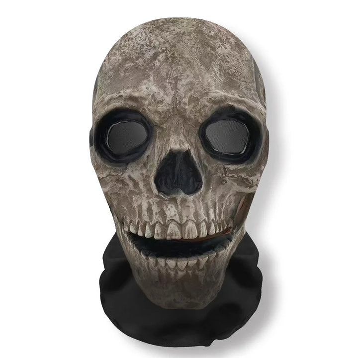 Halloweens 3D-spøkelsesmaske med ansikt, elastisk nettinghodeplagg som dekker hele skallen