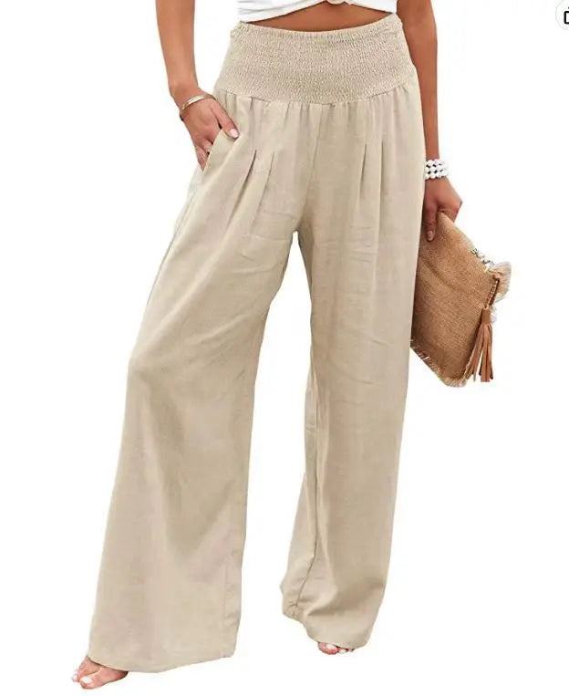 Women's casual drawstring wide-leg pants for spring and summer-The Yellow Prime