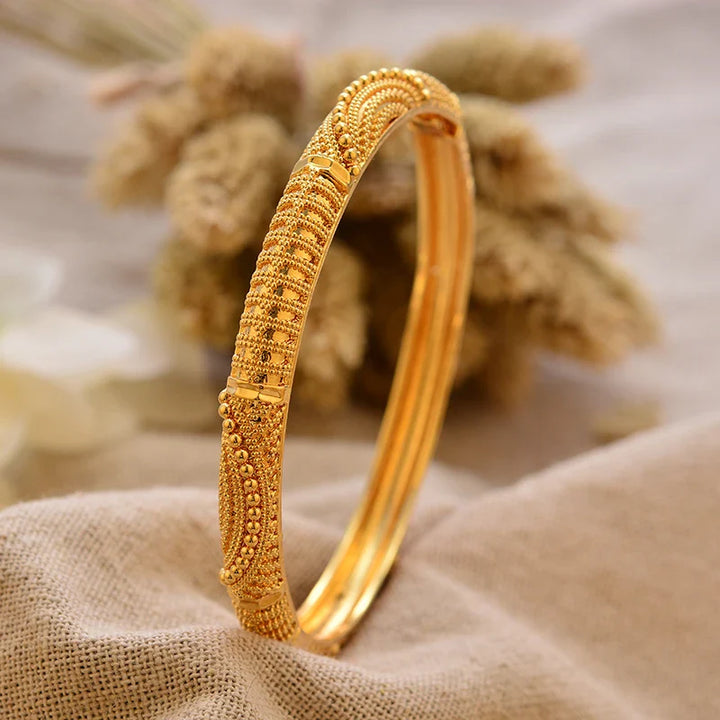 Women's Gold Plated Bangles Arabic Wedding Bracelet-The Yellow Prime