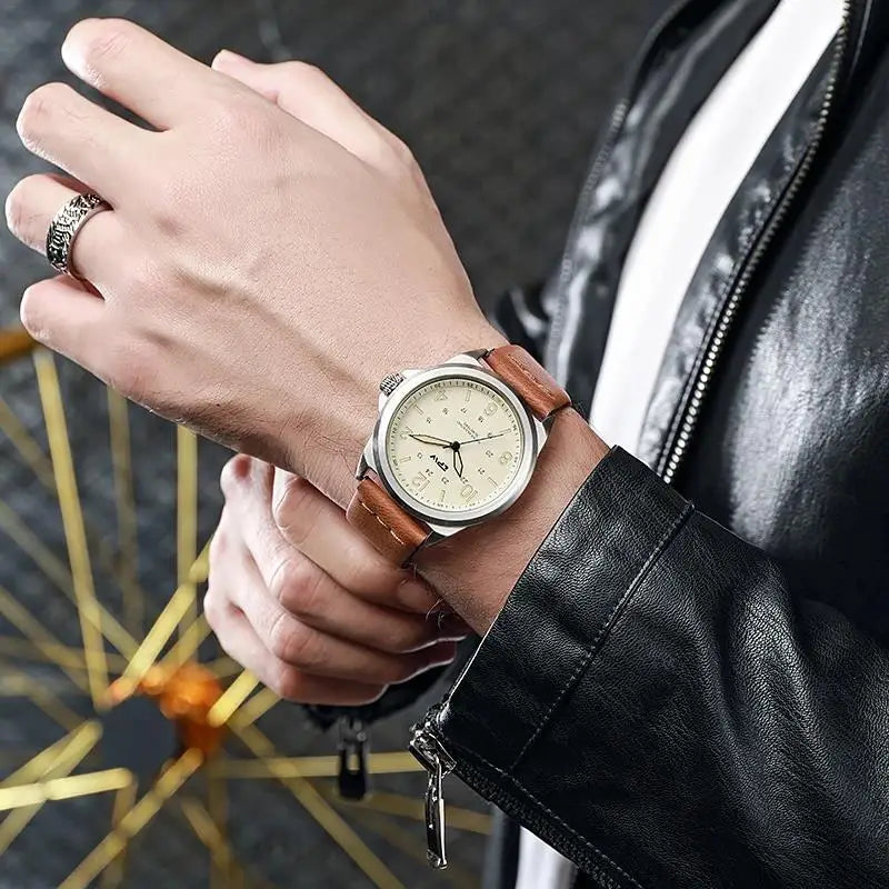 Men's Rugged Military Analog Watch with 42mm Fabric Strap, 30M Water-Resistant-The Yellow Prime