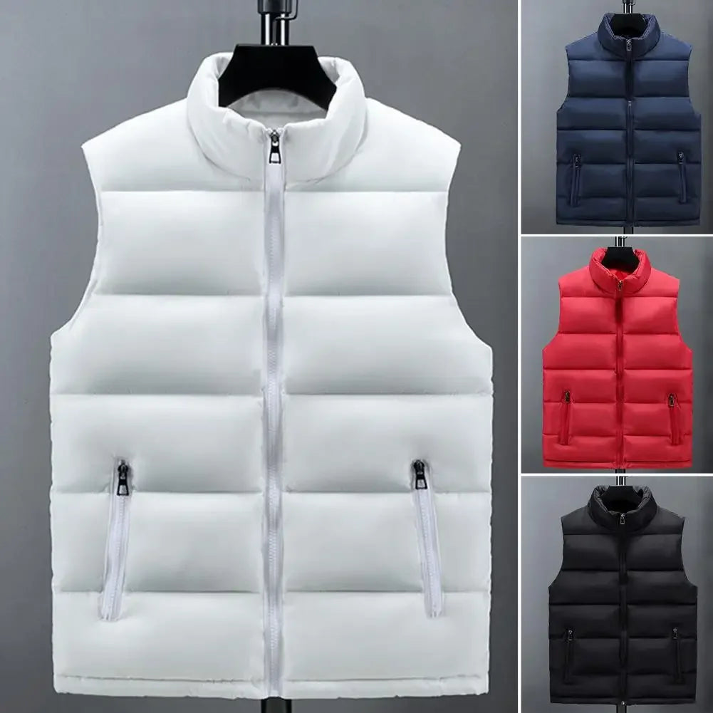 Men's Lightweight Quilted Puffer Vest with Slim Stand Collar