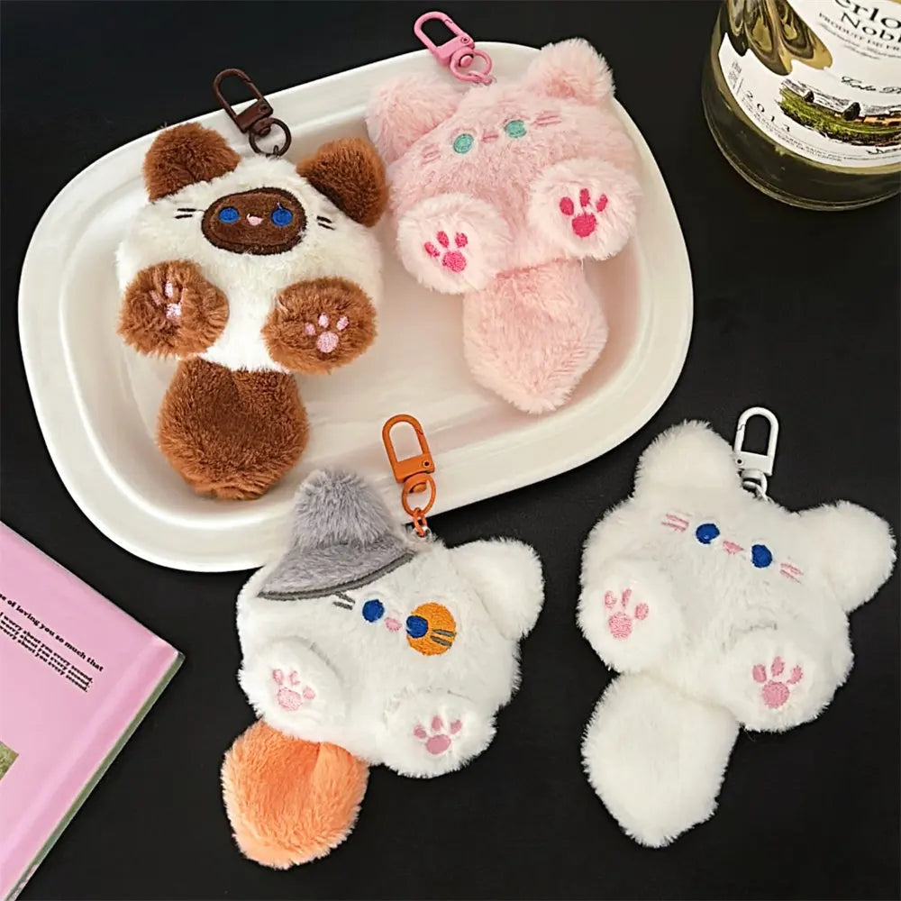 Women's Plush Cat Keychain Cute Rabbit Fur Bag Charm Decor-The Yellow Prime