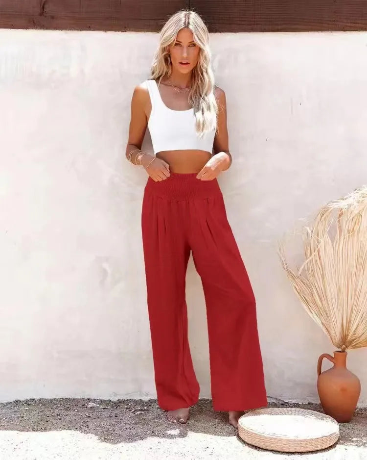 Women's casual drawstring wide-leg pants for spring and summer-The Yellow Prime